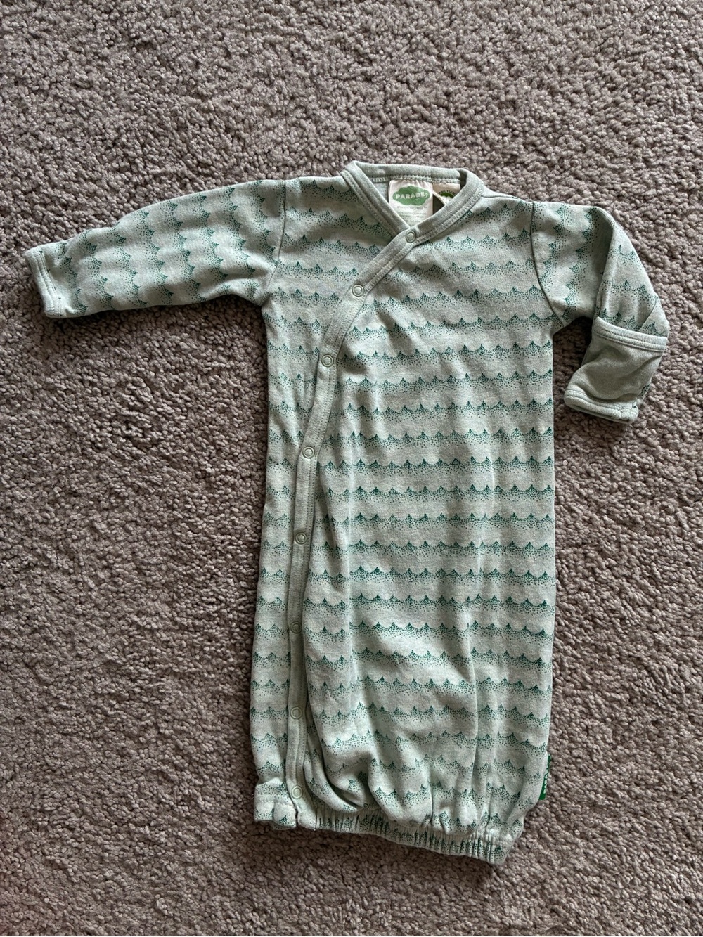 Parade Organics Green Patterned Baby Sleep Gown with Snap Front